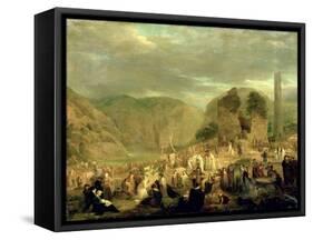 All Souls' Day in the Churchyard at Glendalough-Joseph Peacock-Framed Stretched Canvas