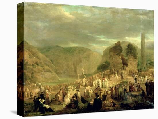 All Souls' Day in the Churchyard at Glendalough-Joseph Peacock-Stretched Canvas