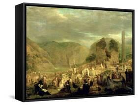 All Souls' Day in the Churchyard at Glendalough-Joseph Peacock-Framed Stretched Canvas