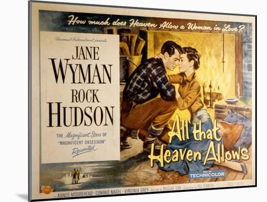All That Heaven Allows, Rock Hudson Jane Wyman, 1955-null-Mounted Art Print