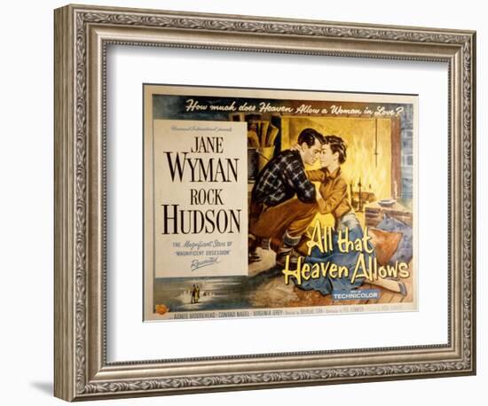 All That Heaven Allows, Rock Hudson Jane Wyman, 1955-null-Framed Art Print