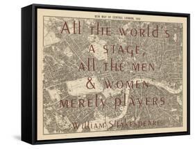 All the World's a Stage (Shakespeare) - 1892, Central London, United Kingdom Map-null-Framed Stretched Canvas