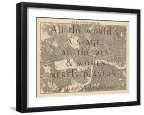 All the World's a Stage (Shakespeare) - 1892, Central London, United Kingdom Map-null-Framed Giclee Print