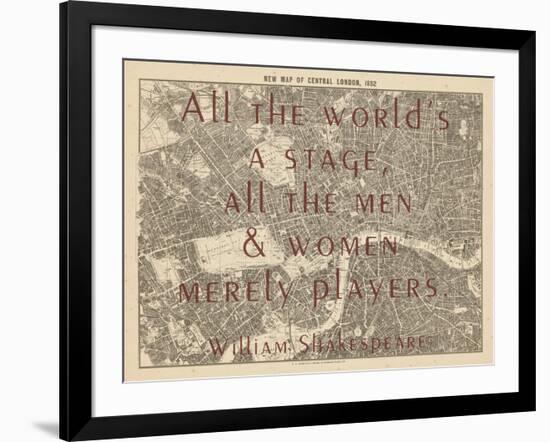 All the World's a Stage (Shakespeare) - 1892, Central London, United Kingdom Map-null-Framed Giclee Print