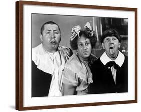 All the World's a Stooge, Curly Howard, Larry Fine, Moe Howard, 1941-null-Framed Photo