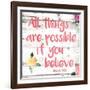 All Things are Possible if You Believe-Jace Grey-Framed Art Print