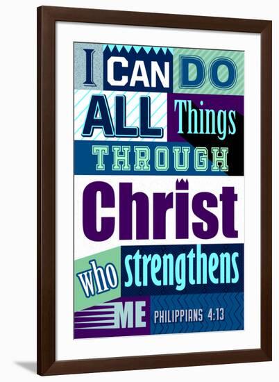 All Things Through Christ (blue)-null-Framed Art Print