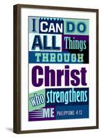 All Things Through Christ (blue)-null-Framed Art Print