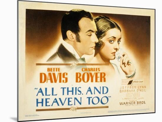 All This and Heaven Too, Charles Boyer, Bette Davis, 1940-null-Mounted Photo