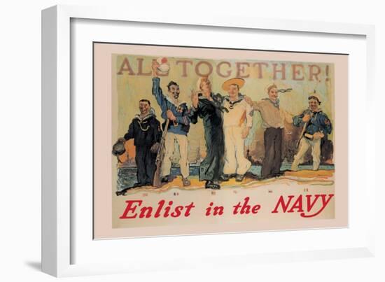 All Together! Enlist in the Navy-Reuterdahl-Framed Art Print