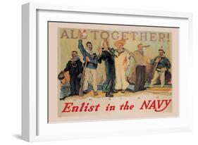 All Together! Enlist in the Navy-Reuterdahl-Framed Art Print