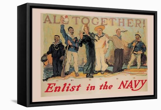 All Together! Enlist in the Navy-Reuterdahl-Framed Stretched Canvas