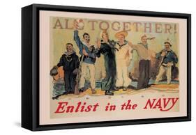 All Together! Enlist in the Navy-Reuterdahl-Framed Stretched Canvas