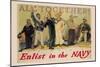 All Together! Enlist in the Navy-Reuterdahl-Mounted Premium Giclee Print