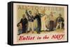 All Together! Enlist in the Navy-Reuterdahl-Framed Stretched Canvas