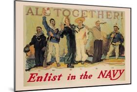 All Together! Enlist in the Navy-Reuterdahl-Mounted Art Print