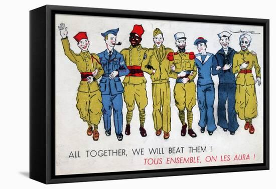 All Together, We Will Beat Them!, 2nd World War Postcard, C1941-1944-Jean Loup-Framed Stretched Canvas