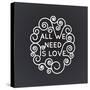 All We Need is Love - Vector Geometric Inscription in Trendy Mono Line Style - Art Deco.-TATYANA Yamshanova-Stretched Canvas