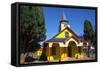 All Wood Church in the Fishing Village of Quemchi, Island of Chiloe, Chile-Peter Groenendijk-Framed Stretched Canvas