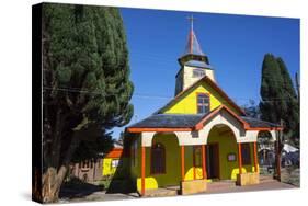 All Wood Church in the Fishing Village of Quemchi, Island of Chiloe, Chile-Peter Groenendijk-Stretched Canvas