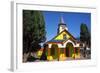 All Wood Church in the Fishing Village of Quemchi, Island of Chiloe, Chile-Peter Groenendijk-Framed Photographic Print