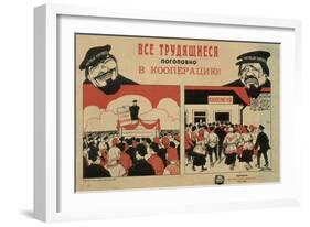 All Working People to Cooperatives!, 1929-null-Framed Giclee Print
