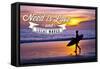 All You Need Is Love and Great Waves - Surfer and Sunset-Lantern Press-Framed Stretched Canvas