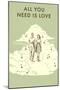 All You Need is Love, Couple Walking in Clouds-null-Mounted Art Print