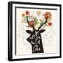 All You Need is Love. Incredible Deer Silhouette with Awesome Flowers in Horns. Lovely Spring Conce-smilewithjul-Framed Art Print