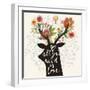 All You Need is Love. Incredible Deer Silhouette with Awesome Flowers in Horns. Lovely Spring Conce-smilewithjul-Framed Art Print