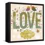 All You Need is Love. Stylish Romantic Card with Cute Birds and Insects. Bright Love Word Made of L-smilewithjul-Framed Stretched Canvas