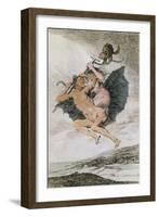 Alla Va Eso (There it Goes), Plate 66 of 'Los Caprichos', Late 18th (Colour Engraving)-Francisco de Goya-Framed Giclee Print