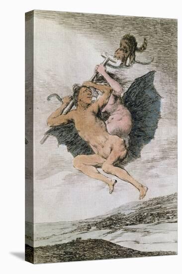 Alla Va Eso (There it Goes), Plate 66 of 'Los Caprichos', Late 18th (Colour Engraving)-Francisco de Goya-Stretched Canvas