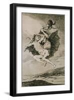 Alla va eso,("This way"),etching No.66 from the "Caprichos",around 1798. .-Francisco de Goya y Lucientes-Framed Giclee Print