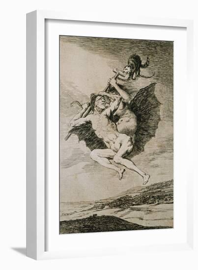 Alla va eso,("This way"),etching No.66 from the "Caprichos",around 1798. .-Francisco de Goya y Lucientes-Framed Giclee Print