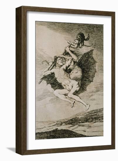 Alla Va Eso, (This Way), Etching No. 66 from the Caprichos, Around 1798-Francisco de Goya-Framed Giclee Print