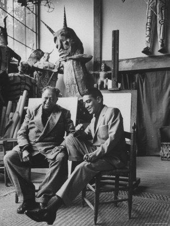 Diego Rivera in His Studio with Comedian Cantinflas