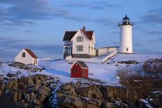 Snow Covered Lighthouse during Holiday Season in Maine.-Allan Wood Photography-Stretched Canvas