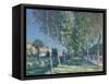 Allée de peupliers aux environs de Moret-sur-Loing-Alfred Sisley-Framed Stretched Canvas