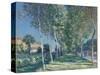 Allée de peupliers aux environs de Moret-sur-Loing-Alfred Sisley-Stretched Canvas