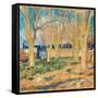 Allee De Platanes Pres De La Gare D'arles  (Avenue of Plane Trees near Arles Station) Peinture De-Vincent van Gogh-Framed Stretched Canvas