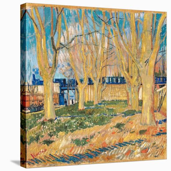 Allee De Platanes Pres De La Gare D'arles  (Avenue of Plane Trees near Arles Station) Peinture De-Vincent van Gogh-Stretched Canvas