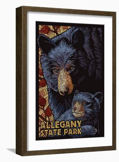 Allegany State Park, New York - Black Bear Mosaic-Lantern Press-Framed Art Print