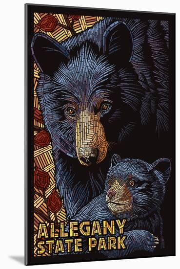 Allegany State Park, New York - Black Bear Mosaic-Lantern Press-Mounted Art Print