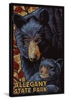 Allegany State Park, New York - Black Bear Mosaic-Lantern Press-Stretched Canvas