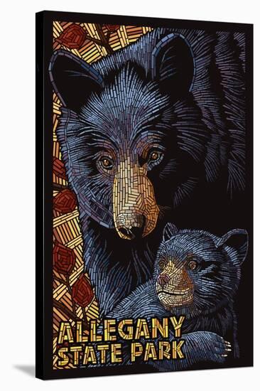 Allegany State Park, New York - Black Bear Mosaic-Lantern Press-Stretched Canvas