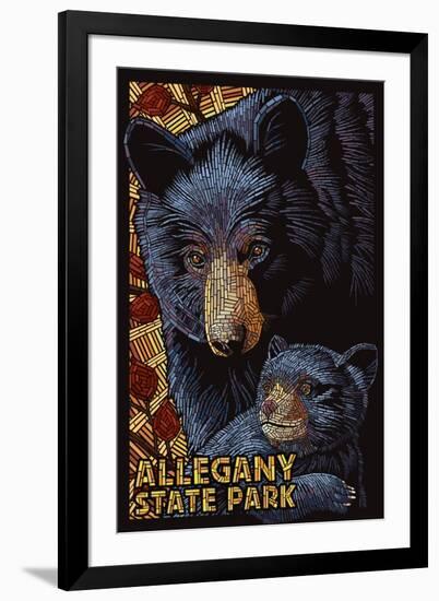 Allegany State Park, New York - Black Bear Mosaic-Lantern Press-Framed Art Print