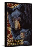 Allegany State Park, New York - Black Bear Mosaic-Lantern Press-Stretched Canvas