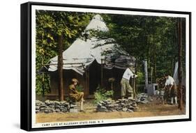 Allegany State Park, New York - Scenic View of a Family Camping in the Park-Lantern Press-Framed Stretched Canvas