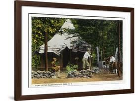 Allegany State Park, New York - Scenic View of a Family Camping in the Park-Lantern Press-Framed Premium Giclee Print